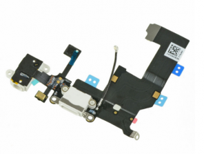 Napájecí a Datový Konektor s Flex Kabelem, Audio Konektor jack, GSM Anténa pro Apple iPhone 5 | Bílá