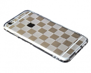 Průhledný Gumový Kryt s Šachovnicovým Vzorem Pro Apple iPhone 6 / 6S